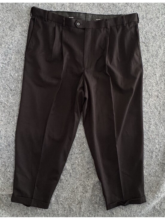 George Other - George 44x30 Mens Dress Pants Black Pleated Cuffed Trousers Business Casual